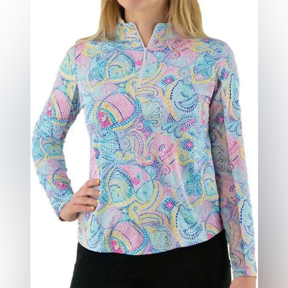 Ibkul Mariel Mock Neck Long Sleeve Top Candy Pink - Picture 5 of 5